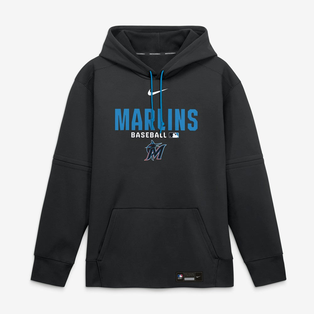 Miami Marlins Nike Authentic Collection Therma-FIT Hoodie - Black Hoodies