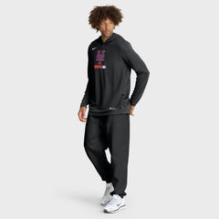 New York Mets Nike Authentic Collection Dri-FIT Long Sleeve Hooded T-Shirt - Black T-shirts