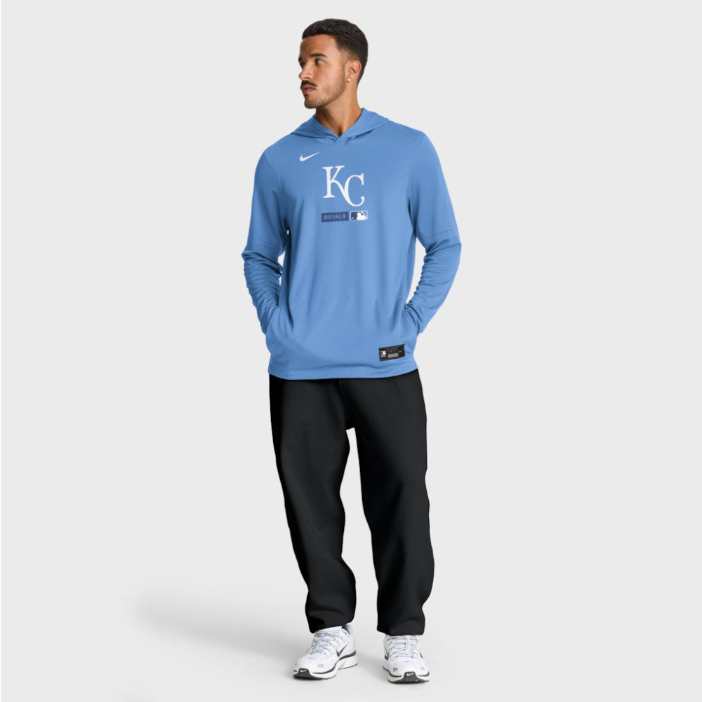 Kansas City Royals Nike Authentic Collection Dri-FIT Long Sleeve Hooded T-Shirt - Light Blue T-shirts