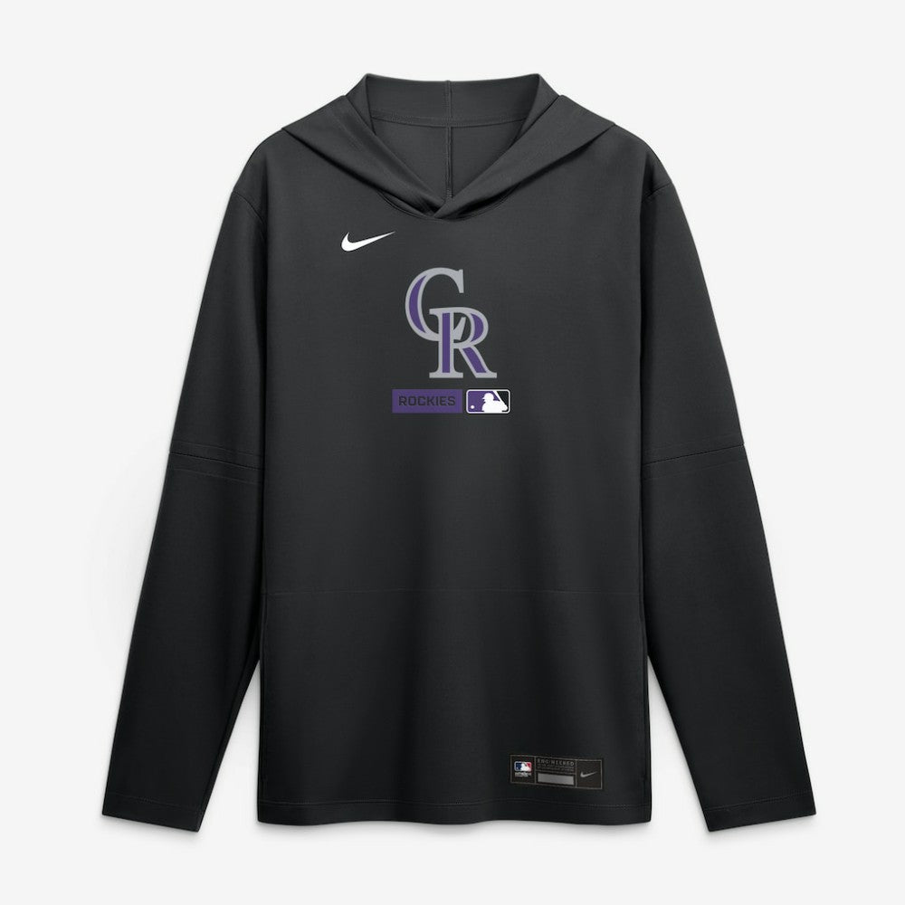Colorado Rockies Nike Authentic Collection Dri-FIT Long Sleeve Hooded T-Shirt - Black T-shirts