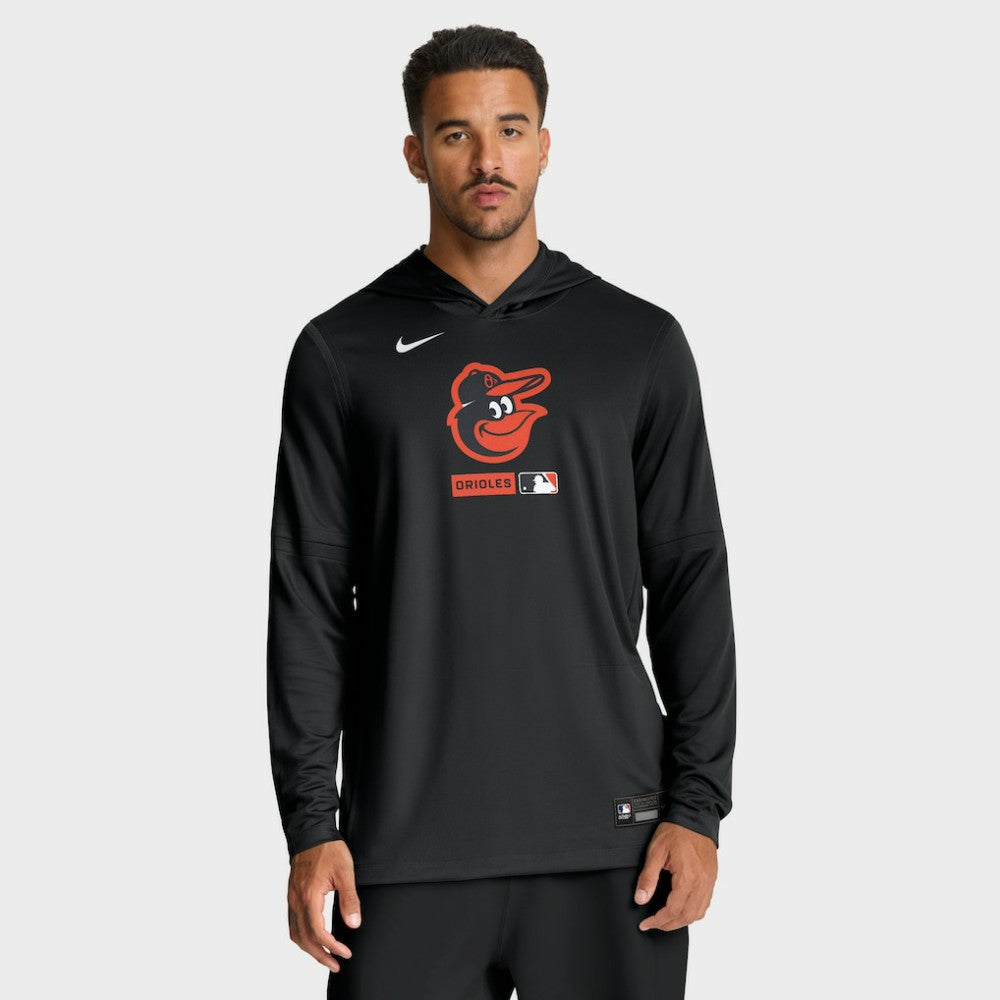 Baltimore Orioles Nike Authentic Collection Dri-FIT Long Sleeve Hooded T-Shirt - Black T-shirts