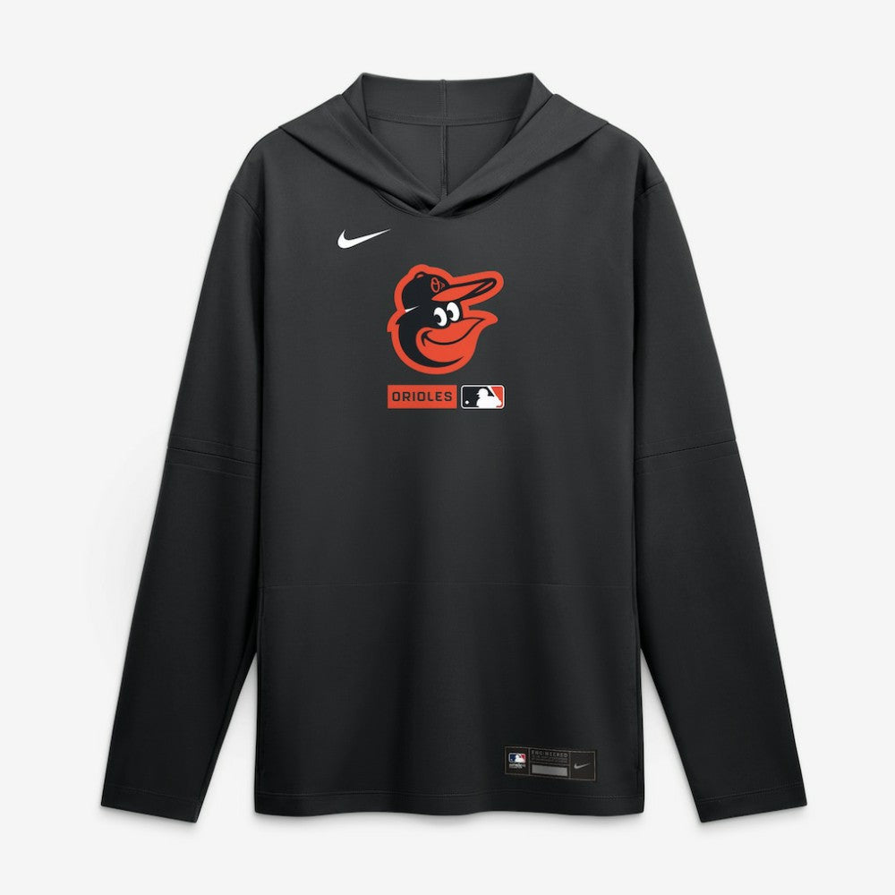 Baltimore Orioles Nike Authentic Collection Dri-FIT Long Sleeve Hooded T-Shirt - Black T-shirts