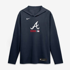 Atlanta Braves Nike Authentic Collection Dri-FIT Long Sleeve Hooded T-Shirt - Navy T-shirts