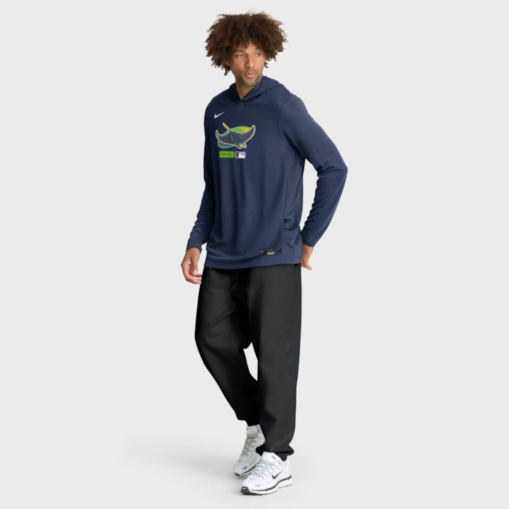 Tampa Bay Rays Nike Authentic Collection Dri-FIT Long Sleeve Hooded T-Shirt - Navy T-shirts