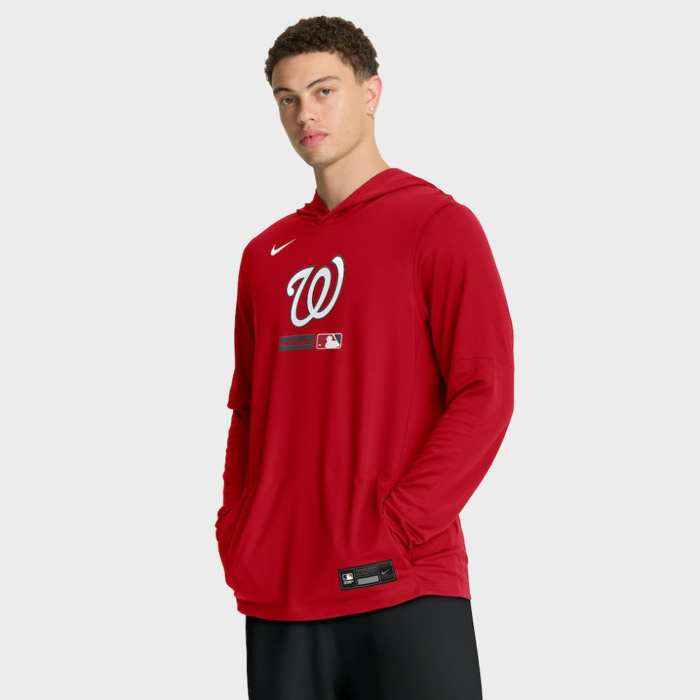 Washington Nationals Nike Authentic Collection Dri-FIT Long Sleeve Hooded T-Shirt - Red T-shirts