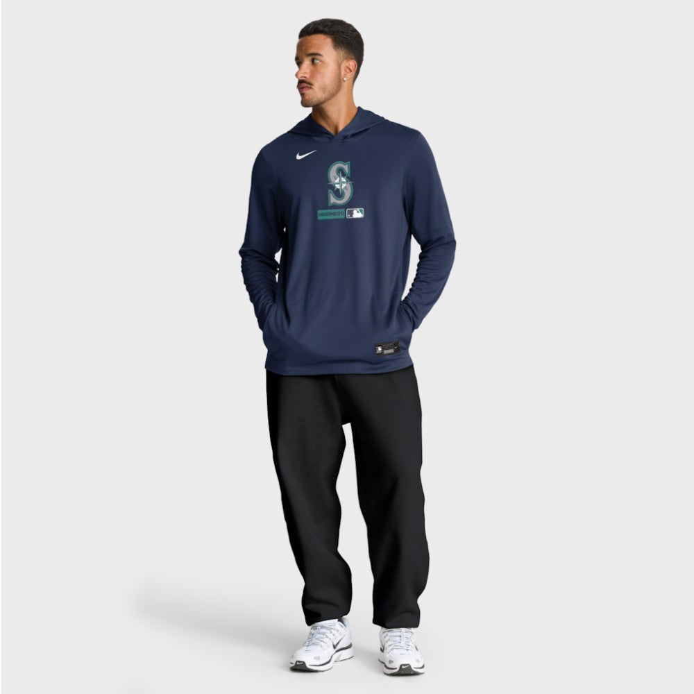 Seattle Mariners Nike Authentic Collection Dri-FIT Long Sleeve Hooded T-Shirt - Navy T-shirts