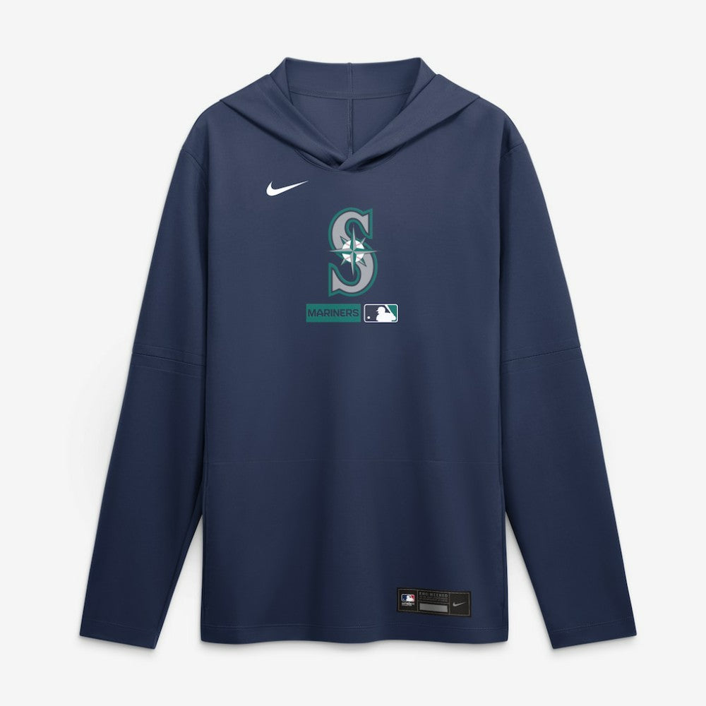 Seattle Mariners Nike Authentic Collection Dri-FIT Long Sleeve Hooded T-Shirt - Navy T-shirts
