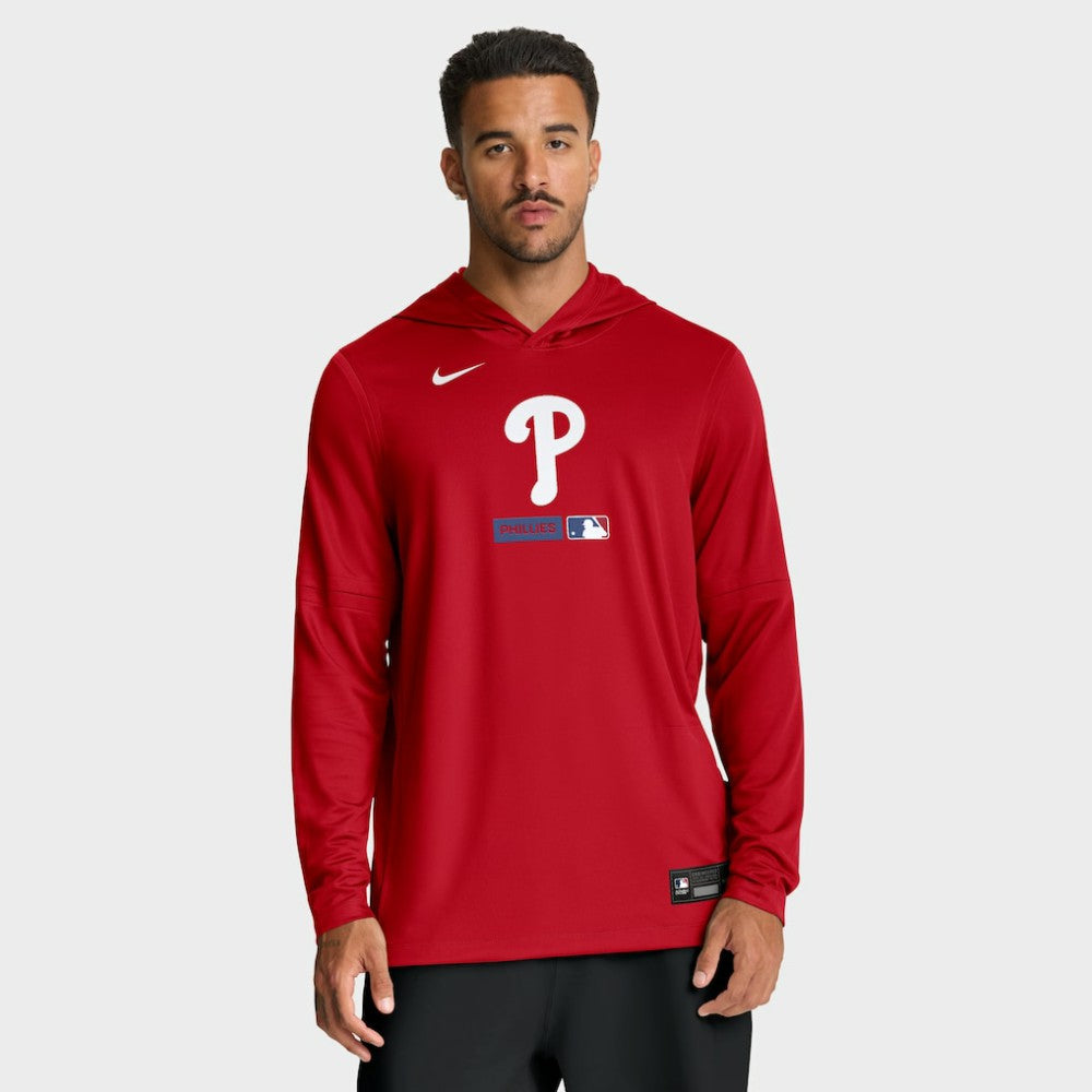 Philadelphia Phillies Nike Authentic Collection Dri-FIT Long Sleeve Hooded T-Shirt - Red T-shirts
