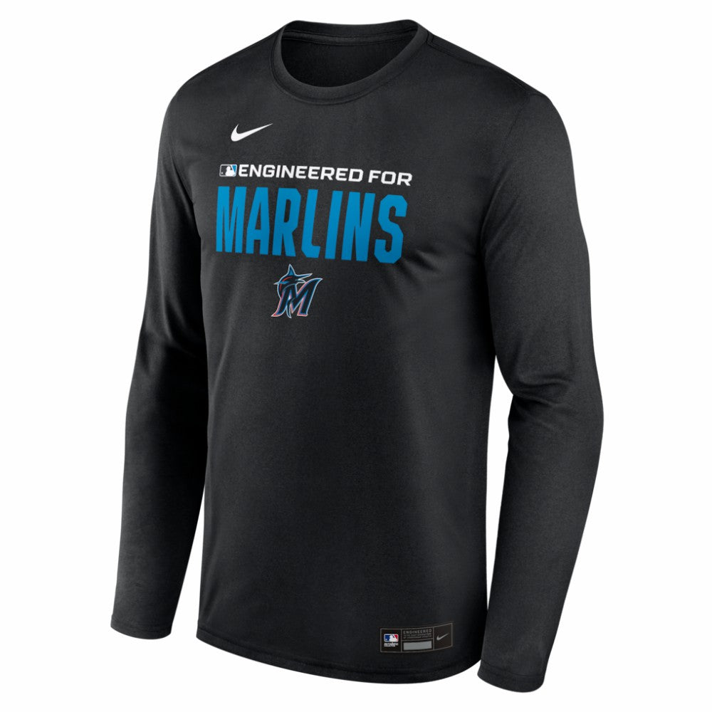 Miami Marlins Nike Authentic Collection Legend Dri-FIT Long Sleeve T-Shirt - Black T-shirts