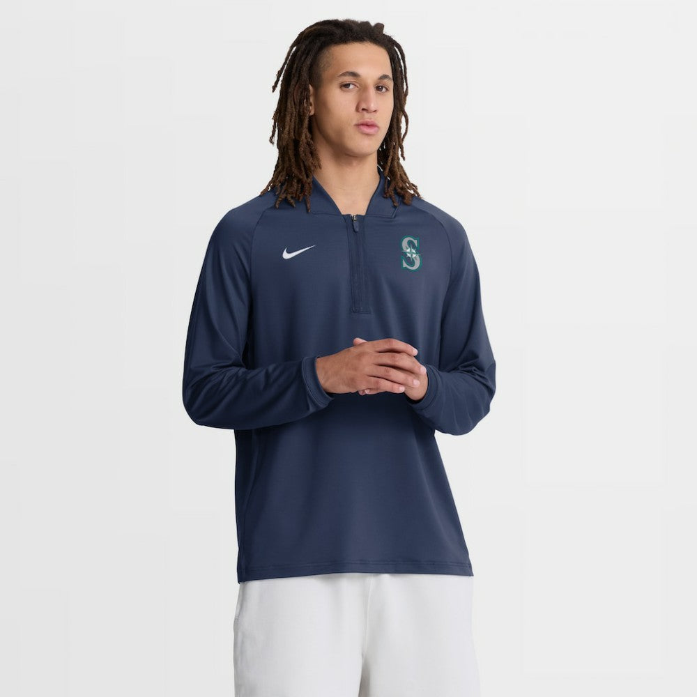 Seattle Mariners Nike Authentic Collection Dri-FIT Raglan Half-Zip Pullover - Navy Pullover