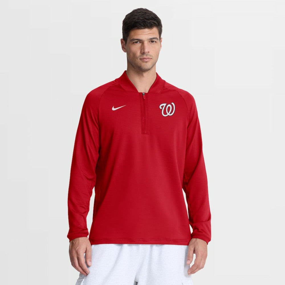 Washington Nationals Nike Authentic Collection Dri-FIT Raglan Half-Zip Pullover - Red Pullover