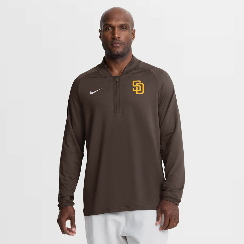 San Diego Padres Nike Authentic Collection Dri-FIT Raglan Half-Zip Pullover - Brown Pullover