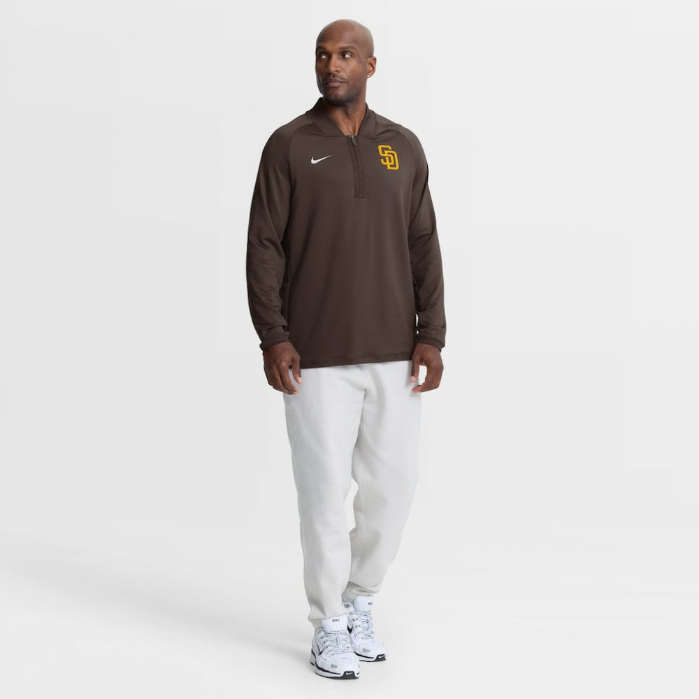 San Diego Padres Nike Authentic Collection Dri-FIT Raglan Half-Zip Pullover - Brown Pullover