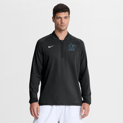 Miami Marlins Nike Authentic Collection Dri-FIT Raglan Half-Zip Pullover - Black Pullover