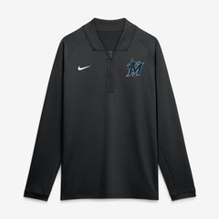 Miami Marlins Nike Authentic Collection Dri-FIT Raglan Half-Zip Pullover - Black Pullover