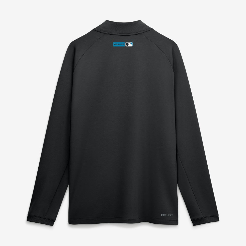 Miami Marlins Nike Authentic Collection Dri-FIT Raglan Half-Zip Pullover - Black Pullover