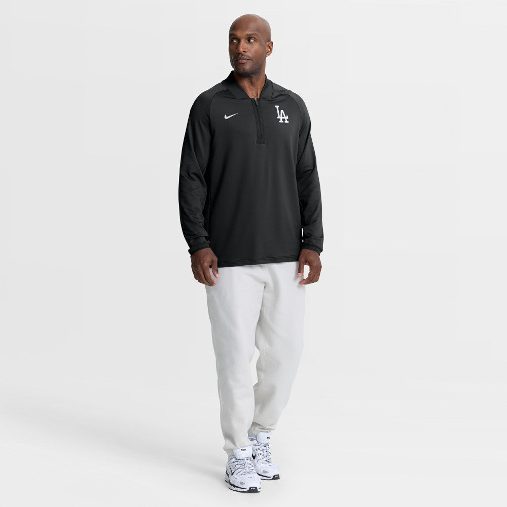 Los Angeles Dodgers Nike Authentic Collection Dri-FIT Raglan Half-Zip Pullover - Black Pullover