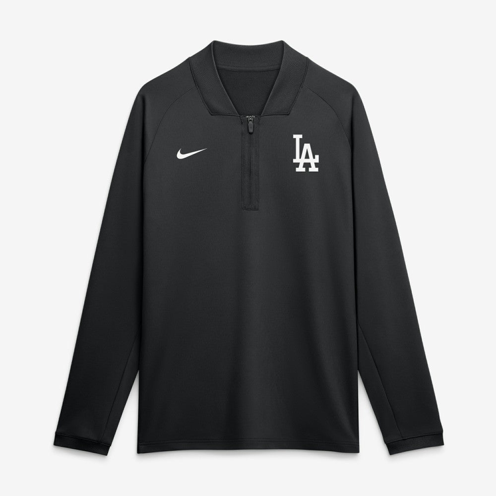 Los Angeles Dodgers Nike Authentic Collection Dri-FIT Raglan Half-Zip Pullover - Black Pullover