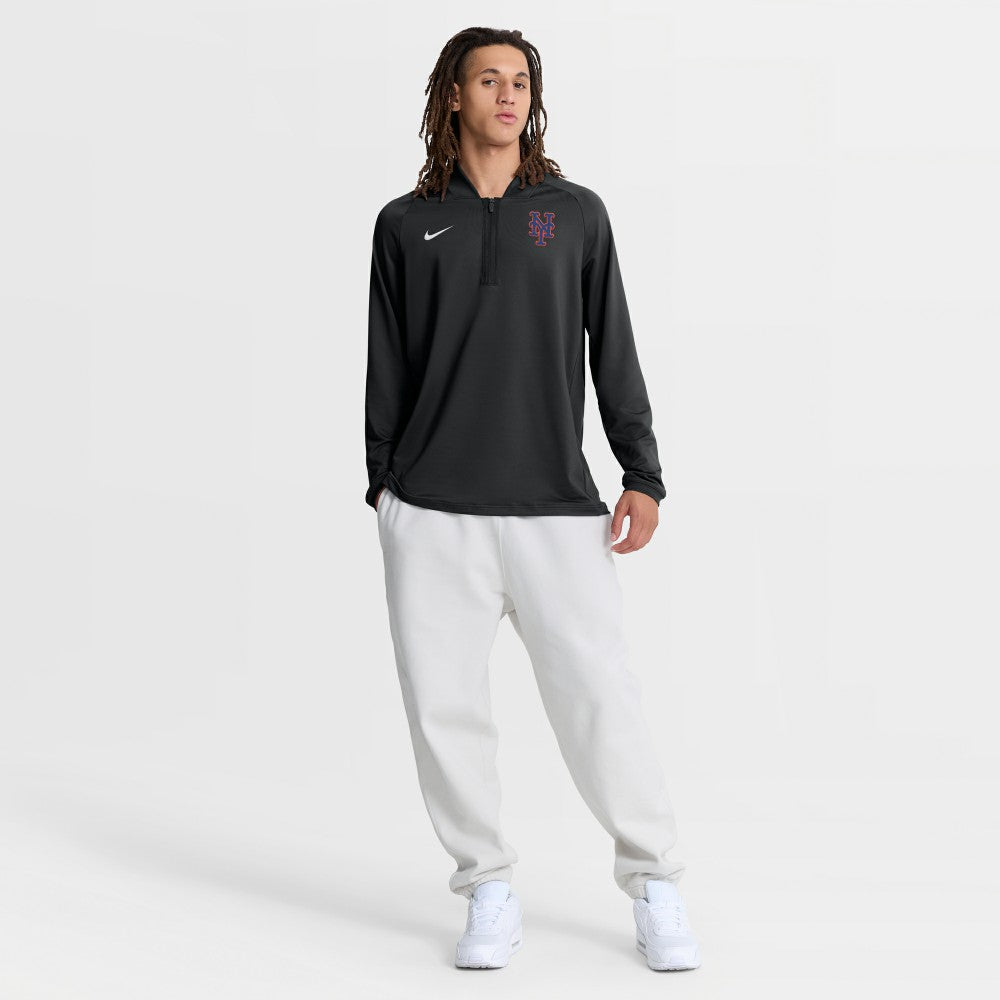 New York Mets Nike Authentic Collection Dri-FIT Raglan Half-Zip Pullover - Black Pullover