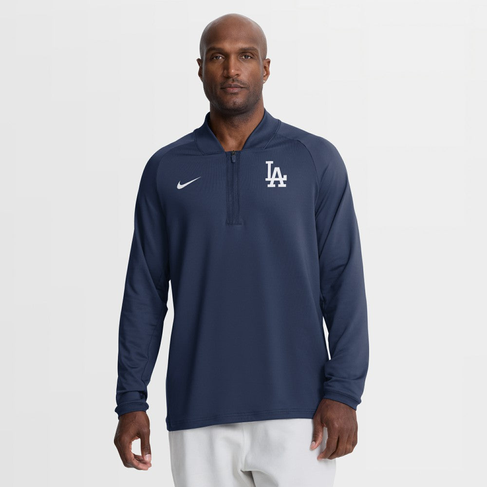 Los Angeles Dodgers Nike Authentic Collection Dri-FIT Raglan Half-Zip Pullover - Navy Pullover