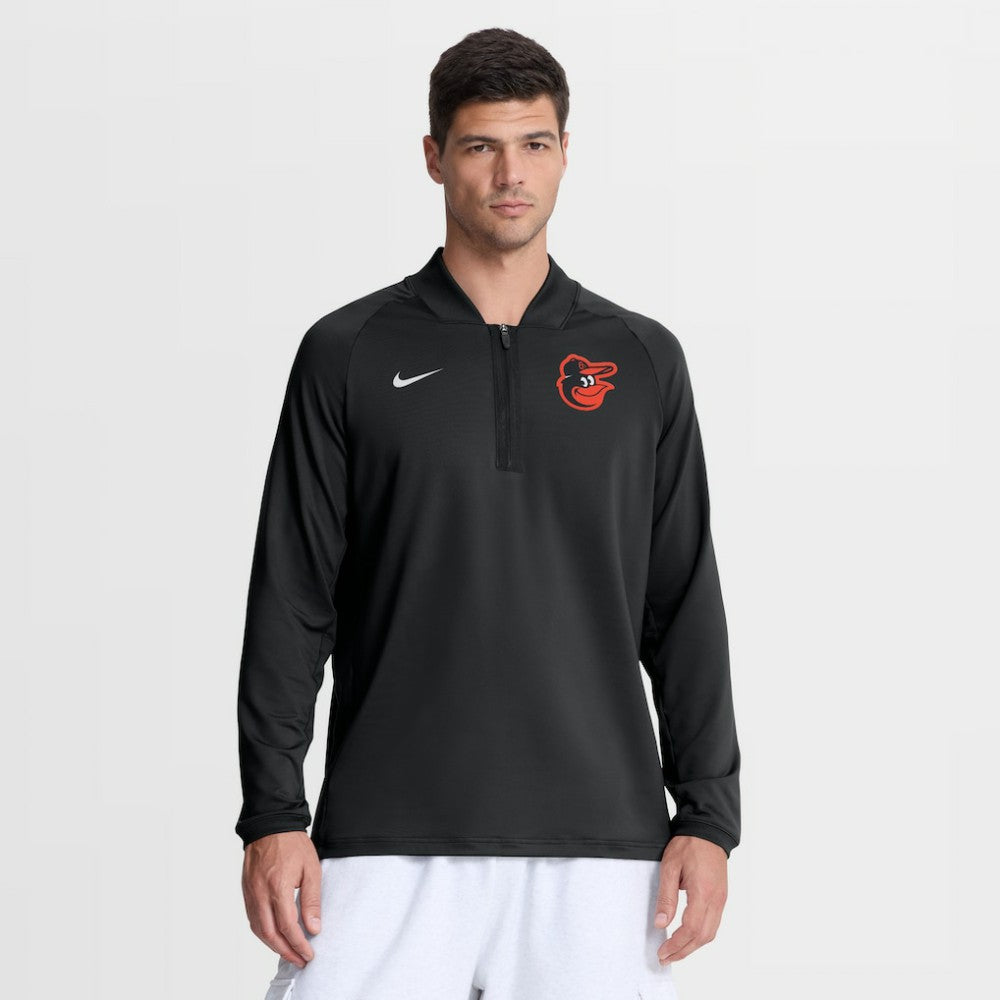 Baltimore Orioles Nike Authentic Collection Dri-FIT Raglan Half-Zip Pullover - Black Pullover