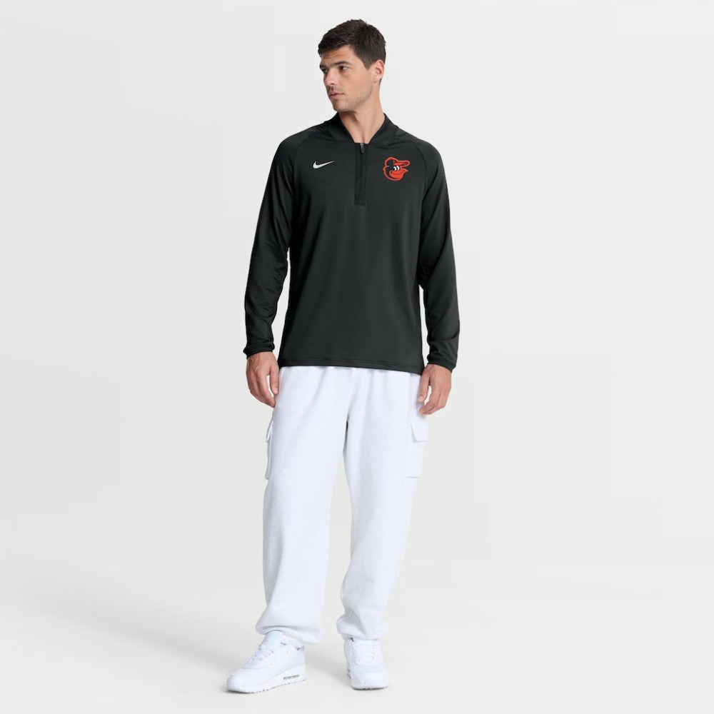 Baltimore Orioles Nike Authentic Collection Dri-FIT Raglan Half-Zip Pullover - Black Pullover