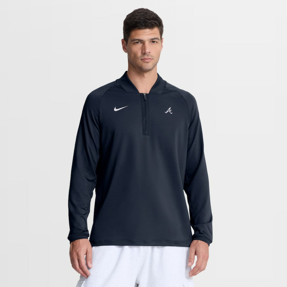 Atlanta Braves Nike Authentic Collection Dri-FIT Raglan Half-Zip Pullover - Navy Pullover