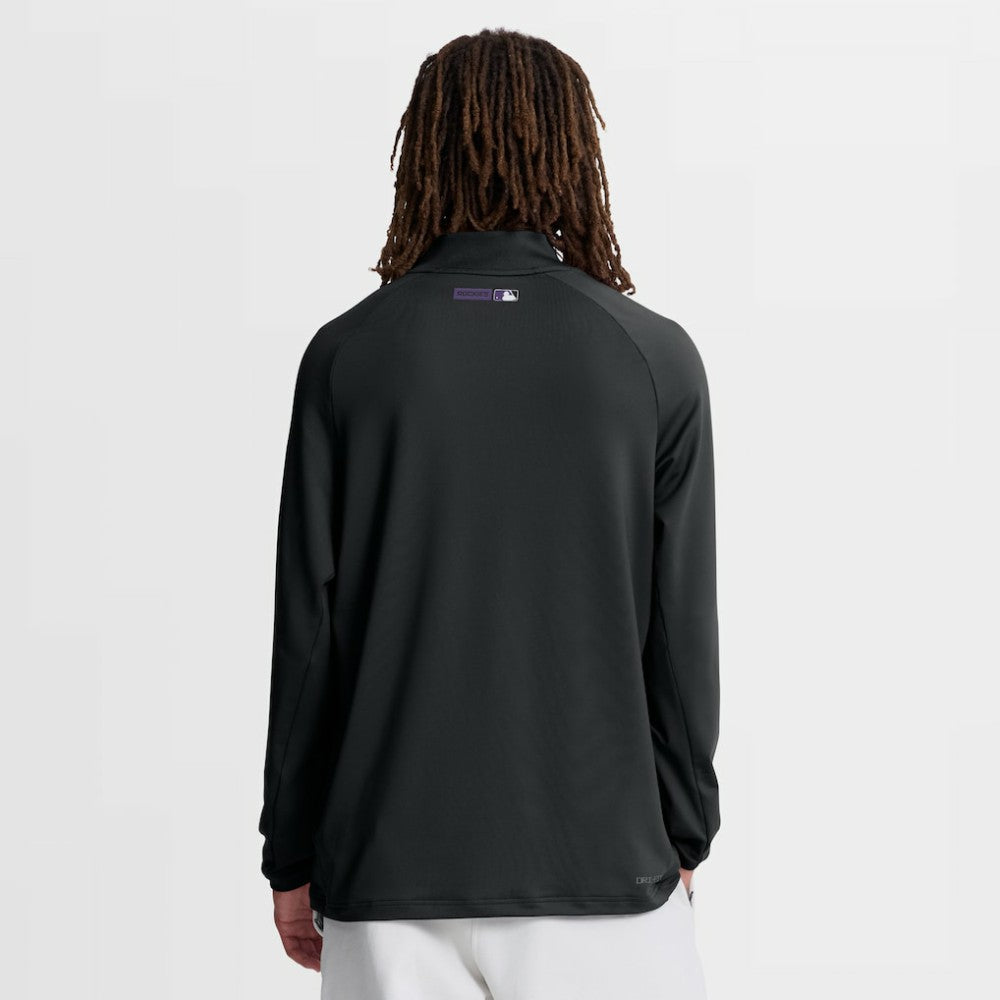 Colorado Rockies Nike Authentic Collection Dri-FIT Raglan Half-Zip Pullover - Black Pullover