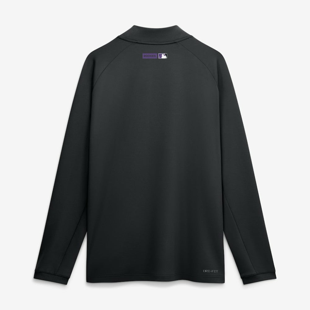 Colorado Rockies Nike Authentic Collection Dri-FIT Raglan Half-Zip Pullover - Black Pullover