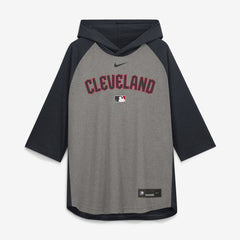 Cleveland Guardians Nike Authentic Collection Flux Dri-FIT Raglan 3/4-Sleeve Hooded T-Shirt - Gray T-shirts