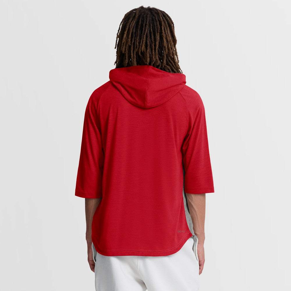 Cincinnati Reds Nike Authentic Collection Flux Dri-FIT Raglan 3/4-Sleeve Hooded T-Shirt - Gray T-shirts
