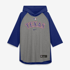Texas Rangers Nike Authentic Collection Flux Dri-FIT Raglan 3/4-Sleeve Hooded T-Shirt - Gray T-shirts