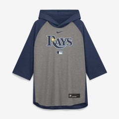 Tampa Bay Rays Nike Authentic Collection Flux Dri-FIT Raglan 3/4-Sleeve Hooded T-Shirt - Gray T-shirts