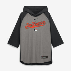 San Francisco Giants Nike Authentic Collection Flux Dri-FIT Raglan 3/4-Sleeve Hooded T-Shirt - Gray T-shirts