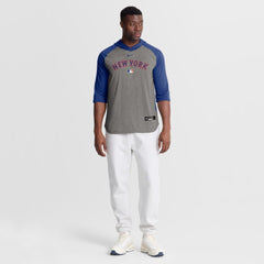 New York Mets Nike Authentic Collection Flux Dri-FIT Raglan 3/4-Sleeve Hooded T-Shirt - Gray T-shirts