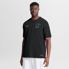 Miami Marlins Nike Authentic Collection Dri-FIT Quarter-Zip Windshirt - Black