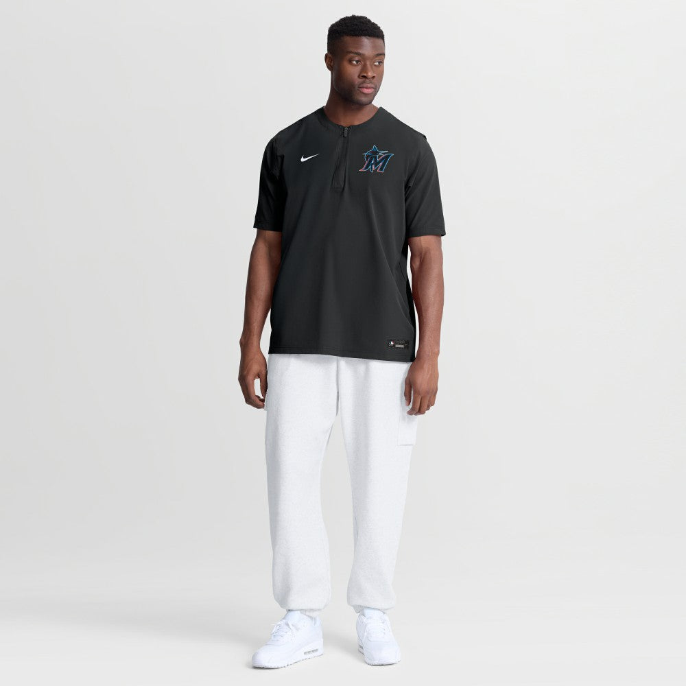Miami Marlins Nike Authentic Collection Dri-FIT Quarter-Zip Windshirt - Black