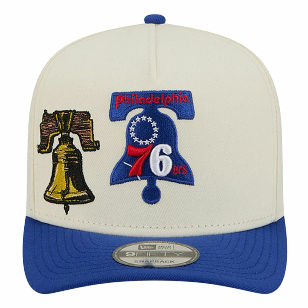 Philadelphia 76ers Illustrated Mascot 2-Toned Pre-Curved A-Frame 9FIFTY Adjustable Hat Cream