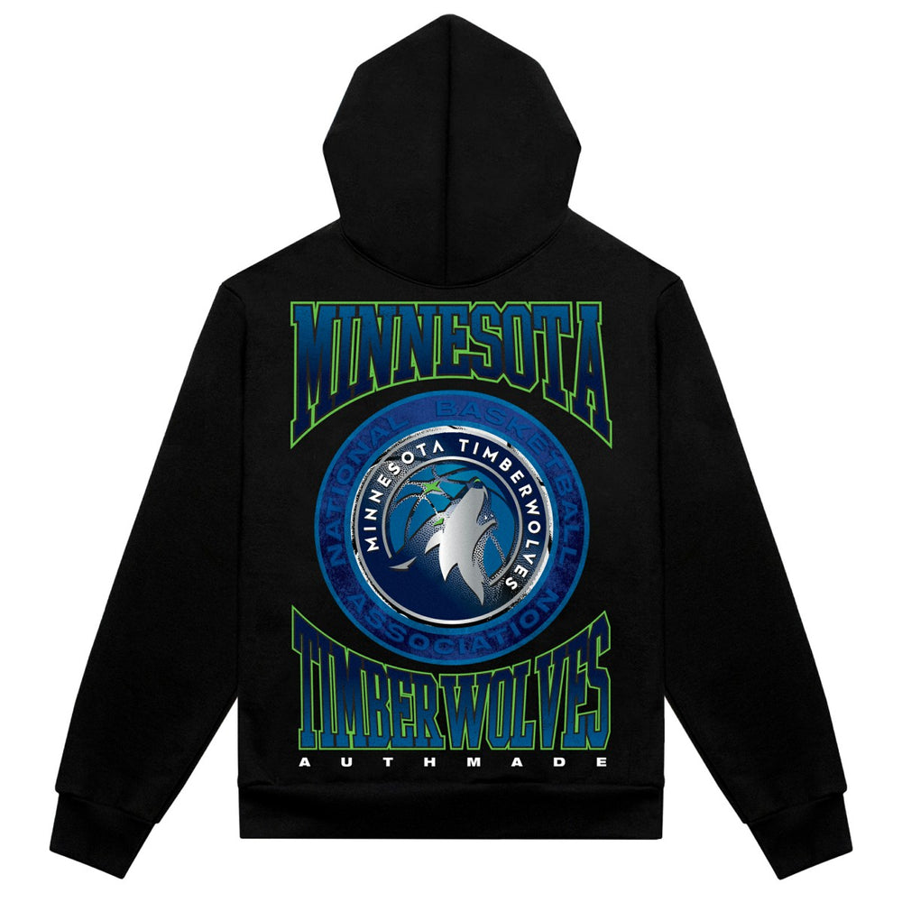 Minnesota Timberwolves Authmade Vintage Metal Premium Heavyweight Pullover Hoodie Black