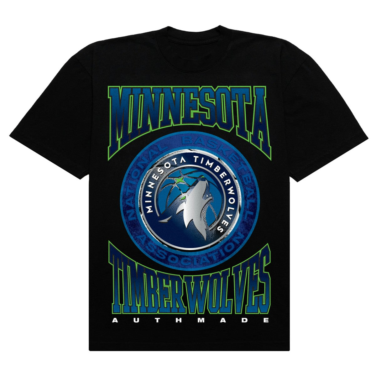 Minnesota Timberwolves Authmade Vintage Metal Premium Heavyweight T-Shirt Black