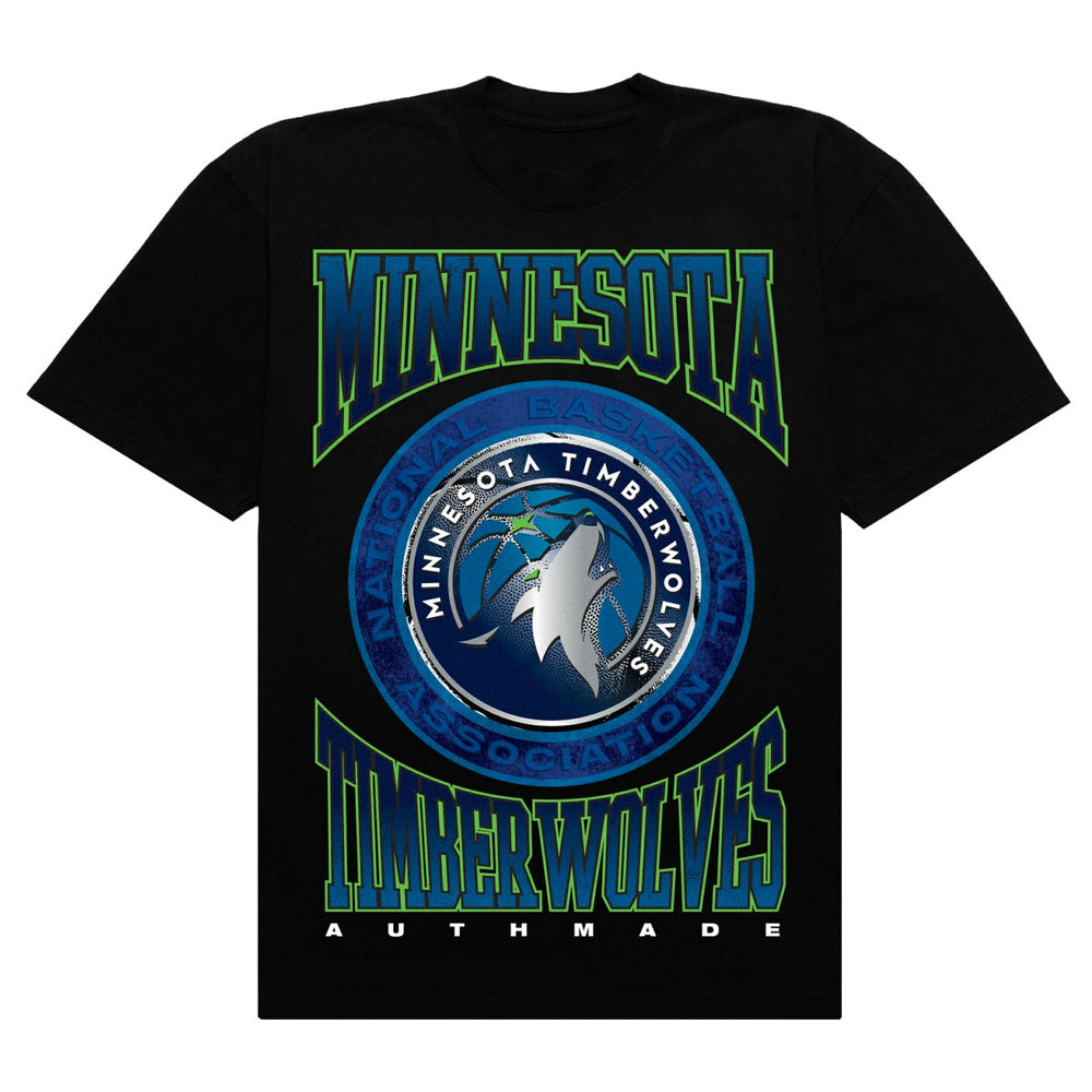 Minnesota Timberwolves Authmade Vintage Metal Premium Heavyweight T-Shirt Black