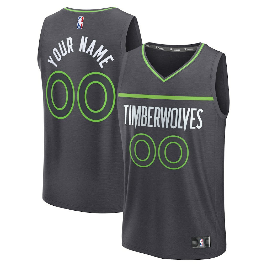 Minnesota Timberwolves Fastbreak Custom Jersey Statement Edition Anthracite