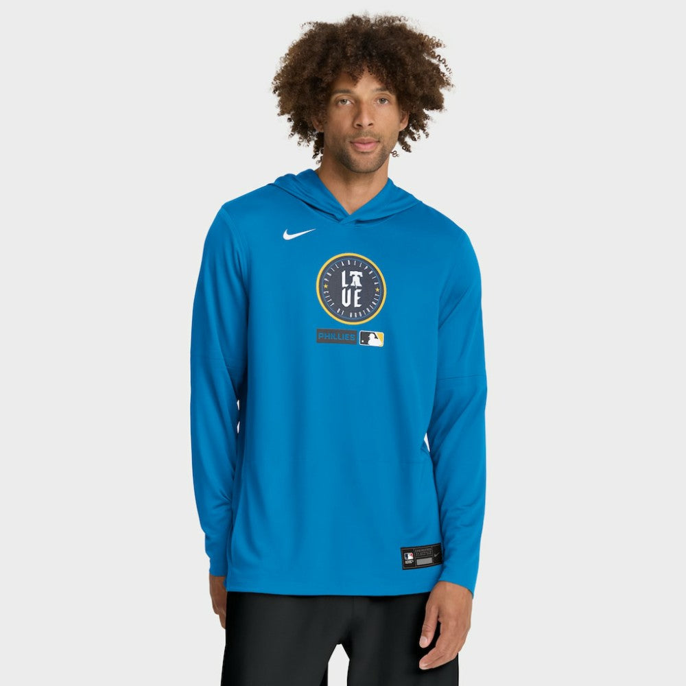 Philadelphia Phillies Nike City Connect Dri-FIT Long Sleeve Hooded T-Shirt - Blue T-shirts