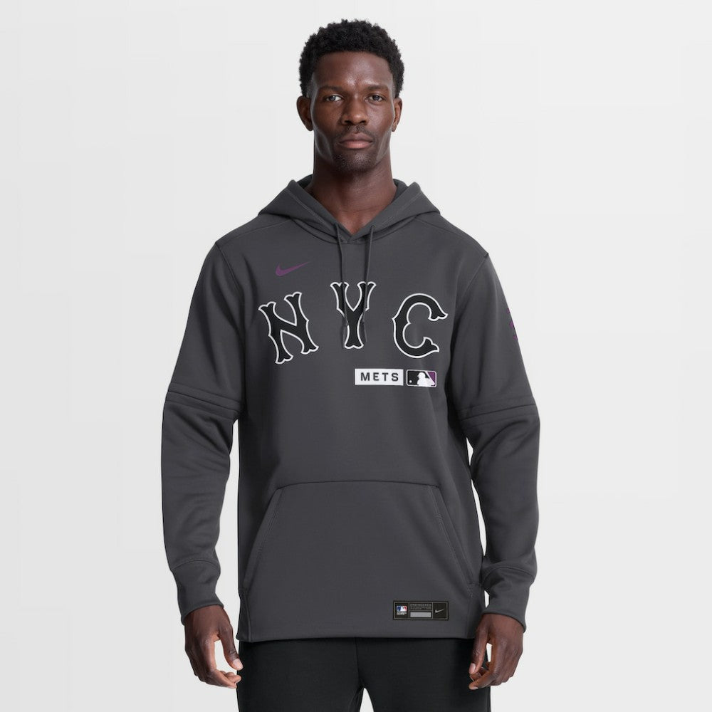 New York Mets Nike Authentic Collection City Connect Therma-FIT Hoodie - Anthracite Hoodies