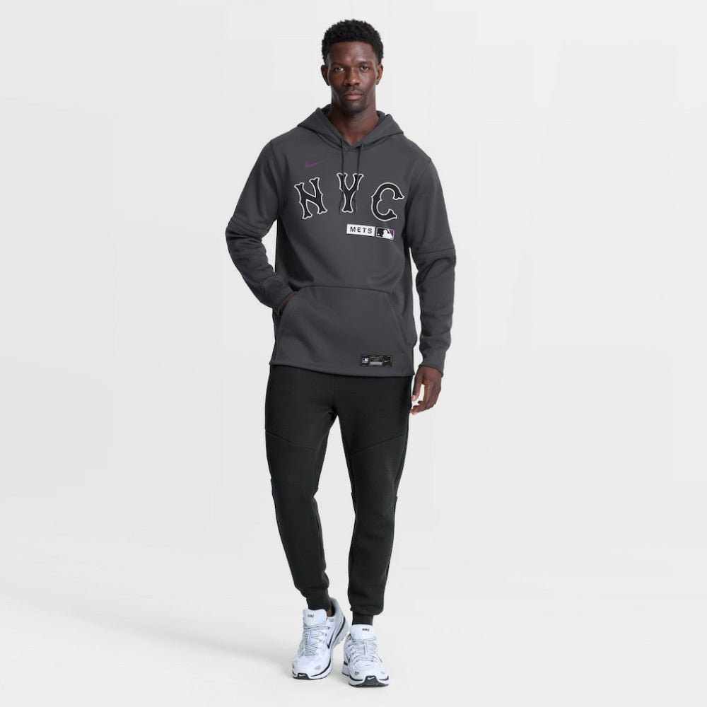 New York Mets Nike Authentic Collection City Connect Therma-FIT Hoodie - Anthracite Hoodies