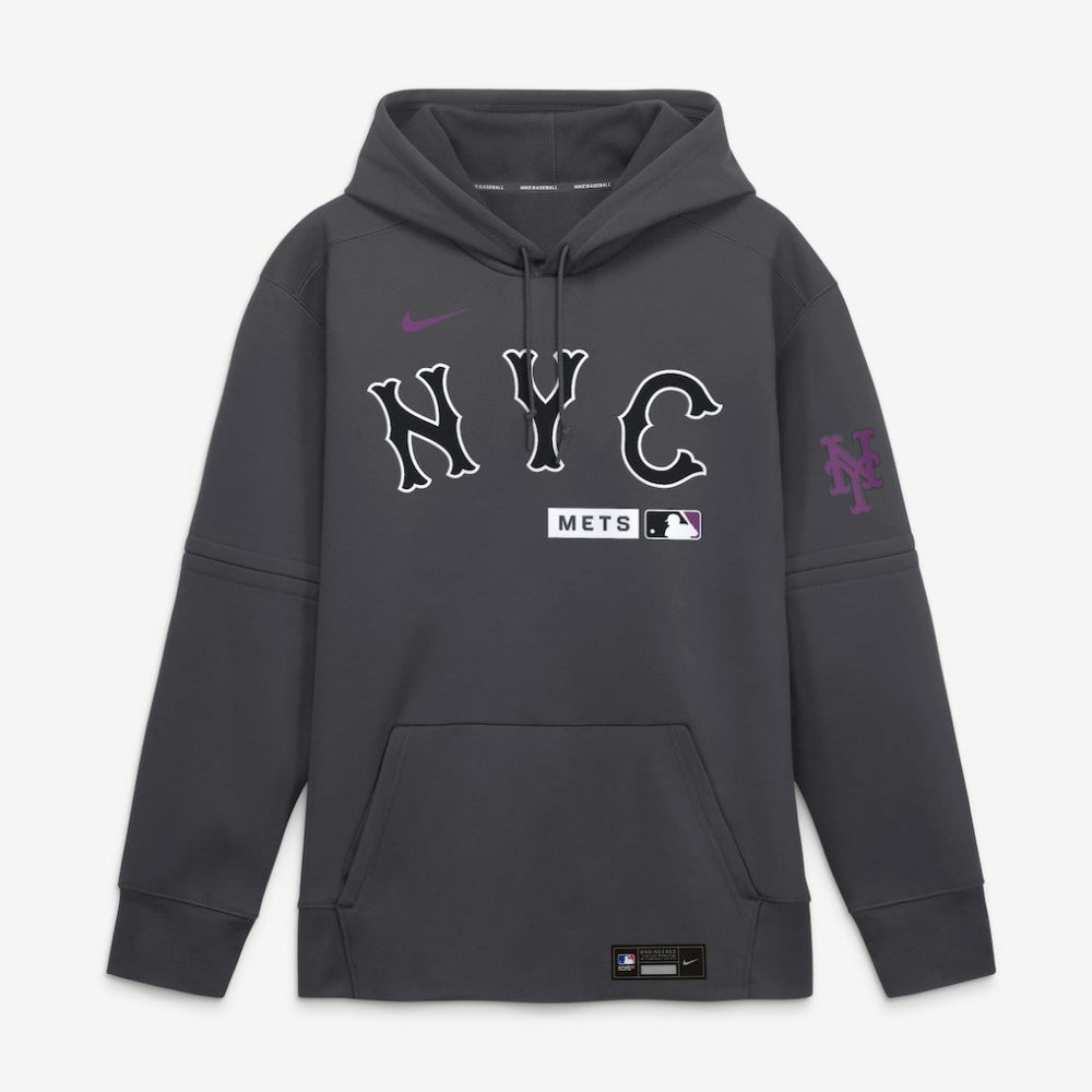 New York Mets Nike Authentic Collection City Connect Therma-FIT Hoodie - Anthracite Hoodies