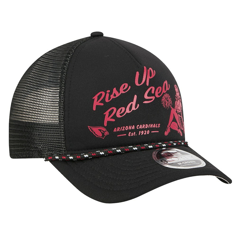 Arizona Cardinals New Era Gas Station 9FORTY A-Frame M-Crown Adjustable Trucker Hat Black
