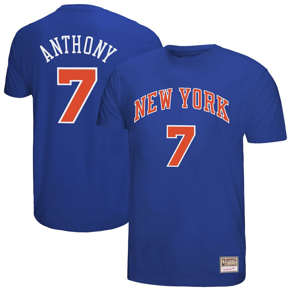 Carmelo Anthony New York Knicks Hardwood Classics Retro Name & Number T-Shirt Royal