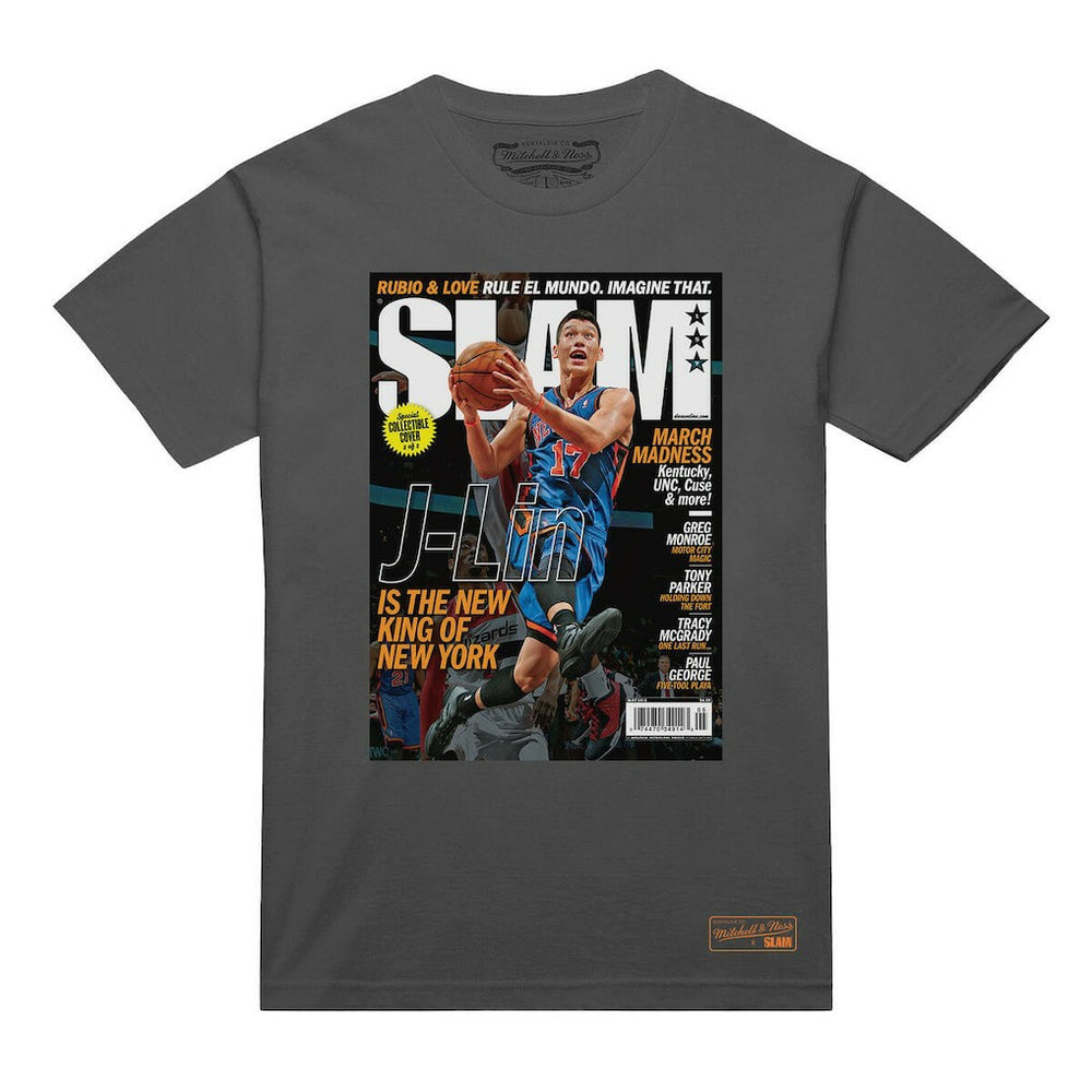 Jeremy Lin New York Knicks NBA Slam Cover T-Shirt Gray