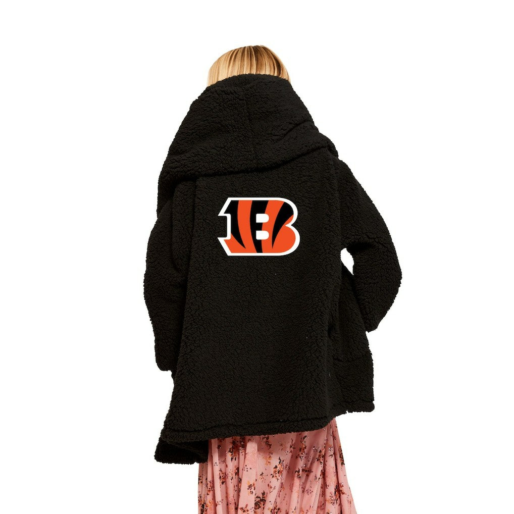 Cincinnati Bengals Jill Martin Women's Oversized Hooded Lounger Black